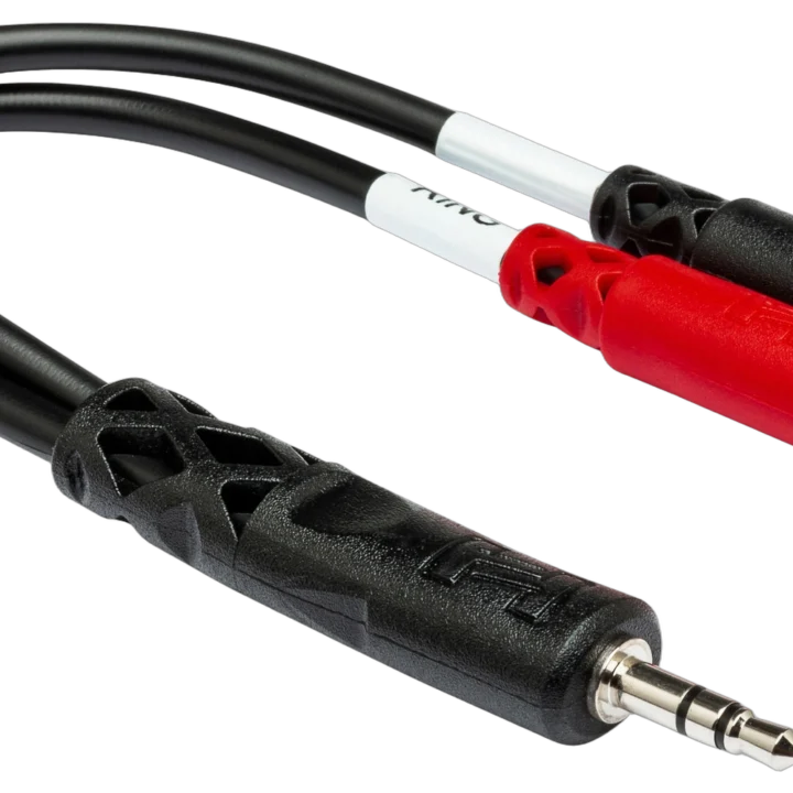 Hosa YMM-261 stereo breakout cable with 3.5mm TRS connector and dual TSF connectors