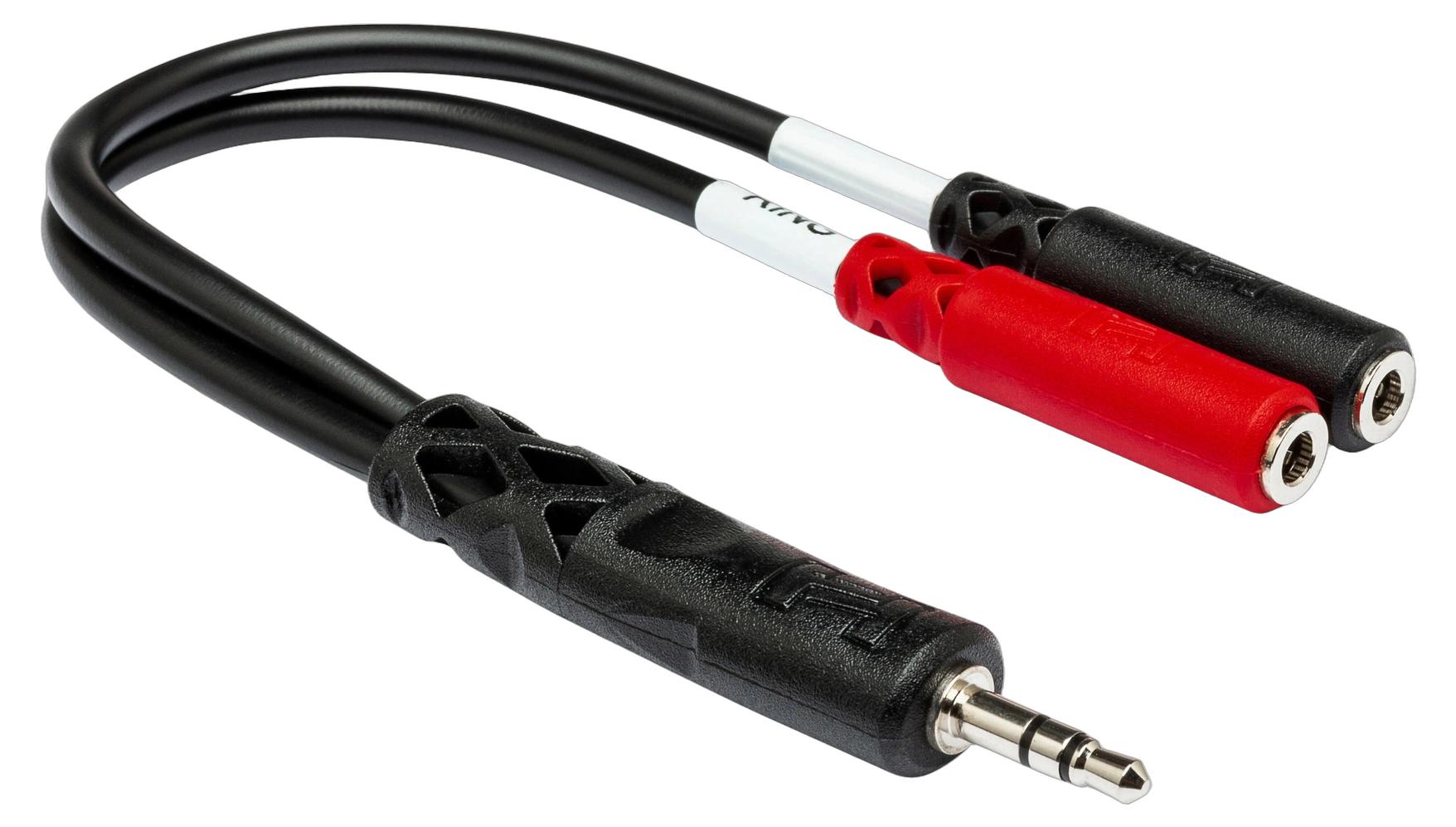 Hosa YMM-261 Stereo Breakout Cable Front View Hosa YMM-261 stereo breakout cable with 3.5mm TRS connector and dual TSF connectors