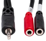Hosa YMM-261 stereo breakout cable with 3.5mm TRS connector and dual TSF connectors, side profile