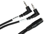 Hosa YMM-492 air travel headphone adapter with dual 3.5mm TS connectors and single TRSF output