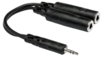 Hosa YMP-233 Y cable with 3.5mm TRS mini jack connector and dual 1/4 inch TRSF outputs