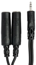 Hosa YMP-233 Y cable connected to audio equipment showing practical studio application