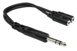 Hosa YMP-234 Y cable adapter with 1/4 inch TRS connector and dual 3.5mm TRSF connectors