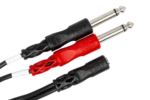 Hosa YMP-434 stereo breakout cable showing 3.5mm TRSF to dual 1/4 inch TS connectors