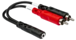 Hosa YMR-197 stereo breakout cable with 3.5mm TRSF connector and dual RCA connectors