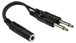 Hosa YPP-106 Y cable with 1/4 inch TSF connector splitting to dual 1/4 inch TS connectors