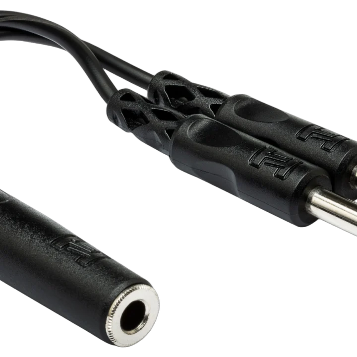 Hosa YPP-106 Y cable with 1/4 inch TSF connector splitting to dual 1/4 inch TS connectors