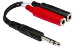 Hosa YPP-117 stereo breakout cable with 1/4 inch TRS connector and dual TSF connectors
