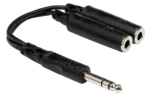 Hosa YPP-118 Y cable with single 1/4 inch TRS male connector and dual 1/4 inch TRSF female connectors