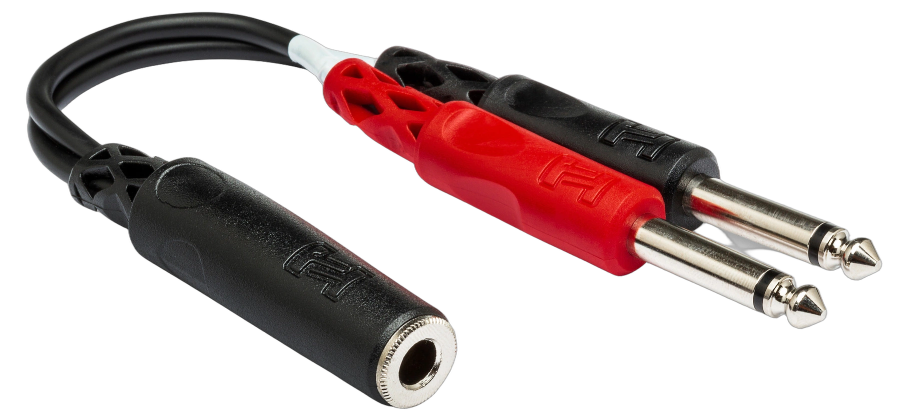 Hosa YPP-136 Stereo Breakout Cable Front View Hosa YPP-136 stereo breakout cable with 1/4 inch TRSF connector and dual TS connectors