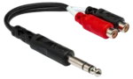 Hosa YPR-102 stereo breakout cable with 1/4 inch TRS connector and dual RCA connectors