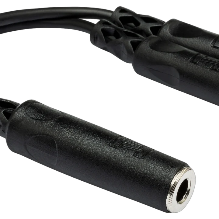 Hosa YPR-131 Y cable with 1/4 inch TSF connector and dual RCA connectors, full product view