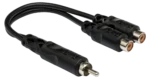 Hosa YRA-104 Y cable adapter with single RCA male connector and dual RCA female outputs