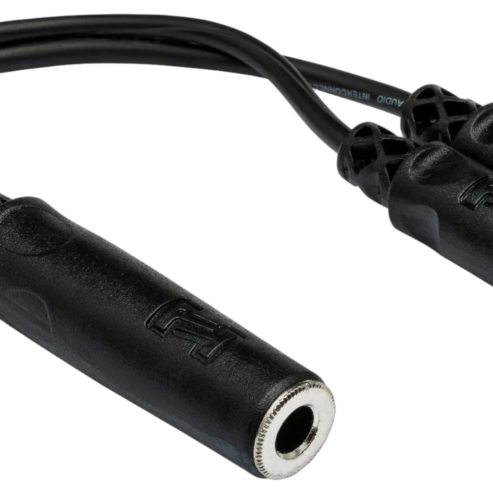 Hosa YRA-115 Y cable adapter with 1/4 inch TSF connector and dual RCA female connectors