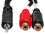 Hosa YRA-154 stereo breakout cable showing 3.5mm TRS jack and dual RCA connectors in detail