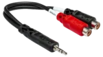 Hosa YRA-154 stereo breakout cable with 3.5mm TRS connector and dual RCA connectors