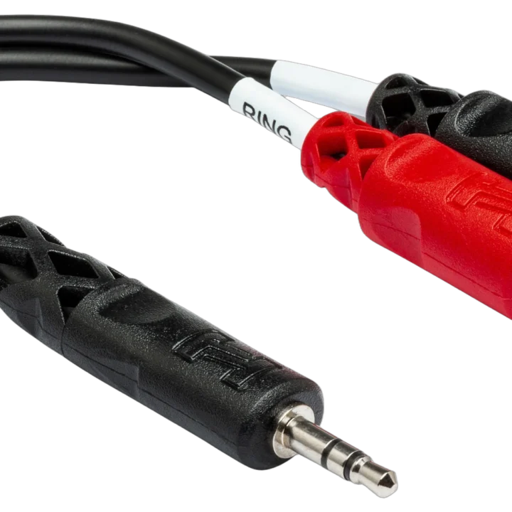 Hosa YRA-154 stereo breakout cable with 3.5mm TRS connector and dual RCA connectors