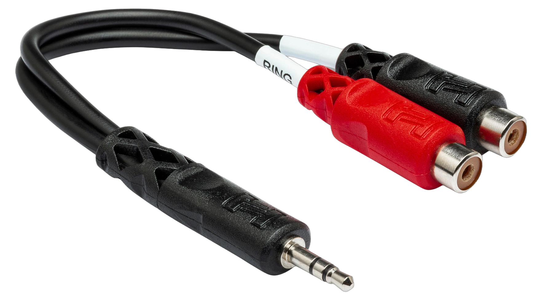 Hosa YRA-154 Stereo Breakout Cable Front View Hosa YRA-154 stereo breakout cable with 3.5mm TRS connector and dual RCA connectors