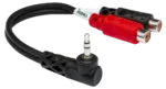 Hosa YRA-167 stereo breakout cable with right-angle 3.5mm TRS connector and dual RCA connectors