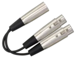 Hosa YXF-119 Y cable showing dual XLR female connectors and single XLR male connector detail