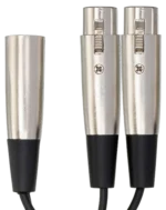 Hosa YXF-119 Y cable with dual XLR female connectors and single XLR male connector, 6-inch length