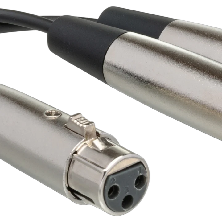 Hosa YXM-121 Y cable with XLR female to dual XLR male connectors, 6-inch length